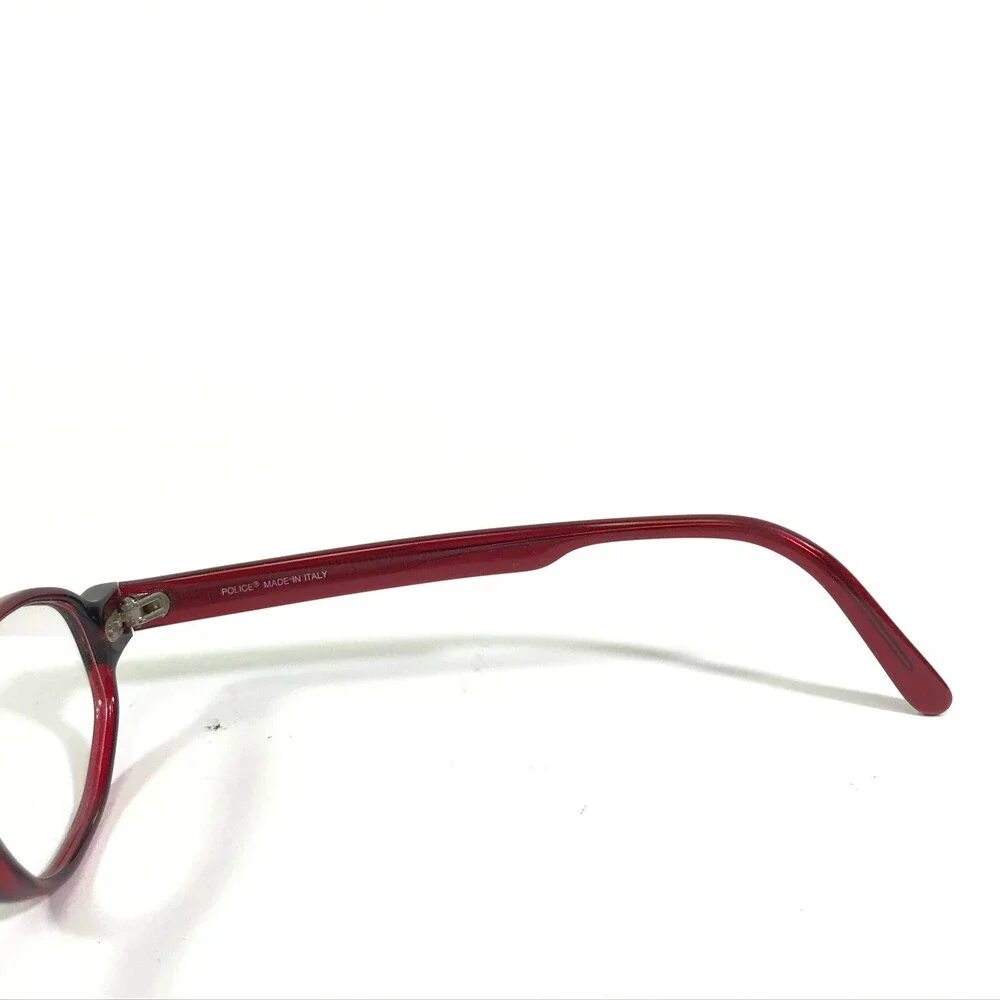 Police Eyeglasses Frames MOD.1234 COL. 848 Red Round Horn Rim Oval 46-20-125